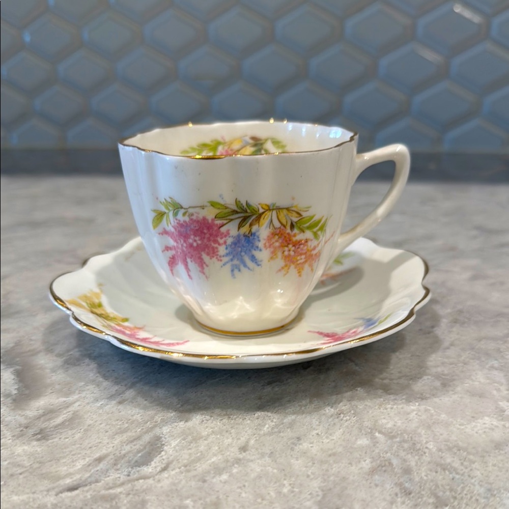 Crownford Floral Fine Bone China Teacup and Saucer Setc